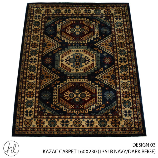 KAZAC CARPET (160X230) (DESIGN 03) (NAVY/DARK BEIGE)