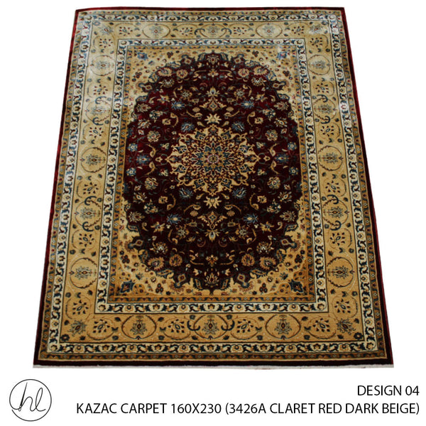 KAZAC CARPET (160X230) (DESIGN 04) (CLARET RED/DARK BEIGE)