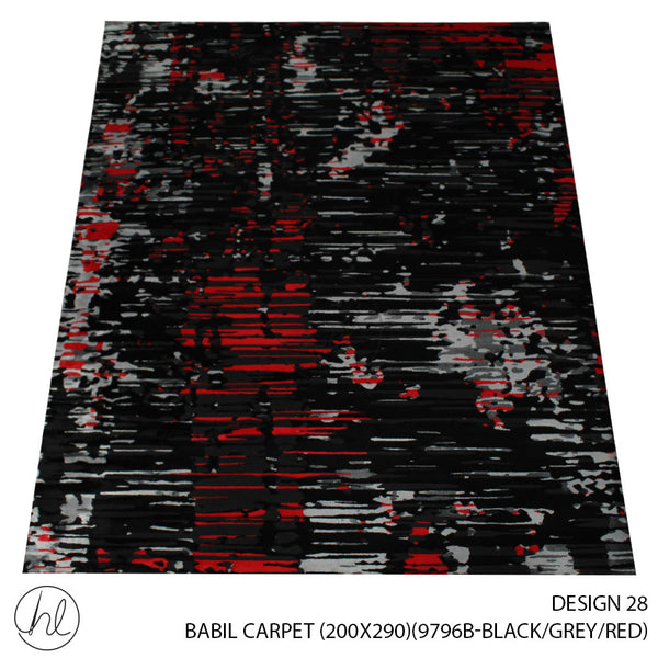 BABIL CARPET (200X290) (DESIGN 28) (BLACK/GREY/RED)