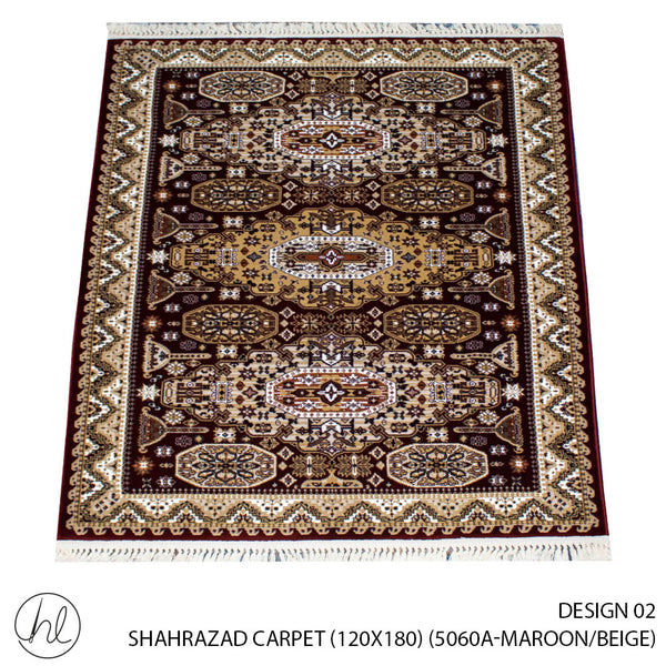 SHAHRAZAD CARPET (120X180) (DESIGN 02) (MAROON/BEIGE)
