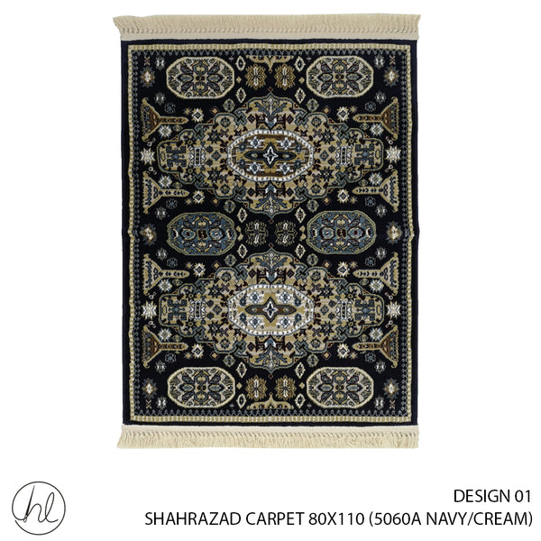 SHAHRAZAD CARPET (80X110) (DESIGN 01) (NAVY/CREAM)