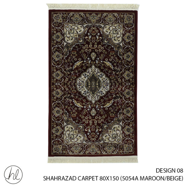 SHAHRAZAD CARPET (80X150) (DESIGN 08) (MAROON/BEIGE)