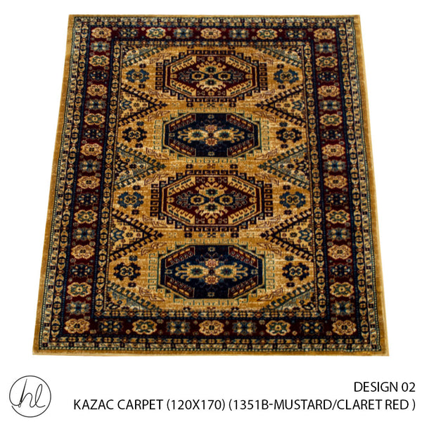 KAZAC CARPET 120X170 (DESIGN 02) (MUSTARD/RED)