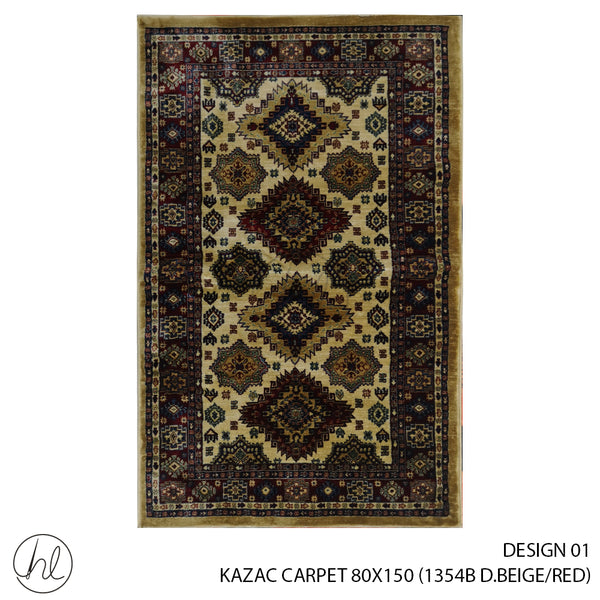 KAZAC CARPET (80X150) (DESIGN 01) (D.BEIGE/RED)