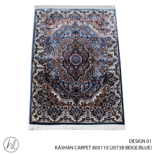 KASHAN CARPET (80X110) (DESIGN 01) (BEIGE/BLUE)