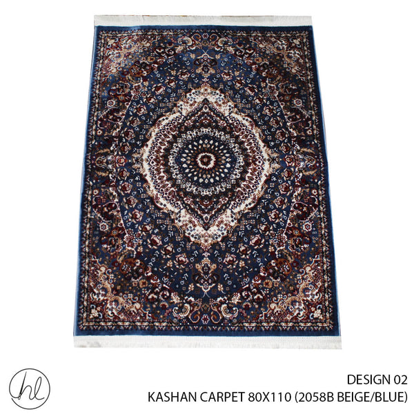 KASHAN CARPET (80X110) (DESIGN 02) (BEIGE/BLUE)