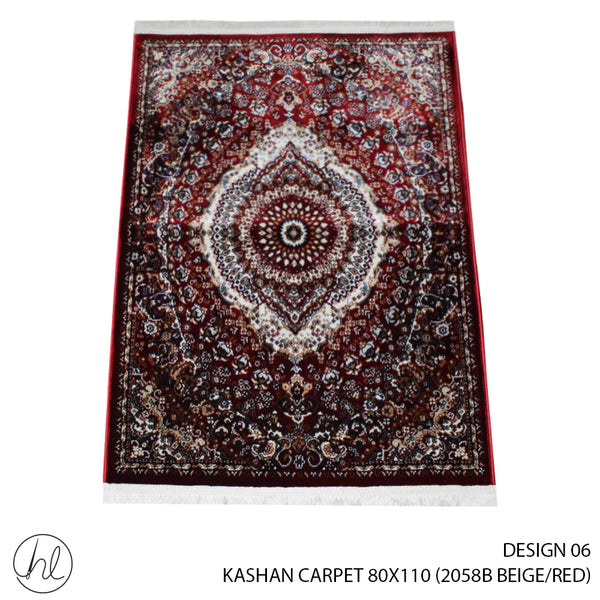 KASHAN CARPET (80X110) (DESIGN 06) (BEIGE/RED)
