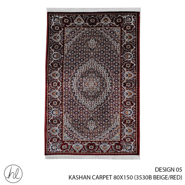 KASHAN CARPET (80X150) (DESIGN 05) (RED/BEIGE)