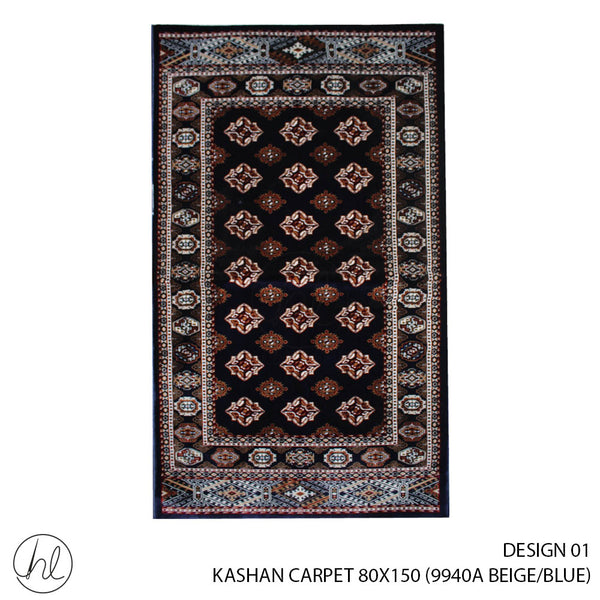 KASHAN CARPET (80X150) (DESIGN 01) (BLUE/BEIGE)