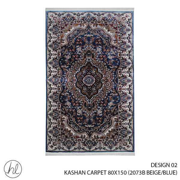 KASHAN CARPET (80X150) (DESIGN 02) (BLUE/BEIGE)