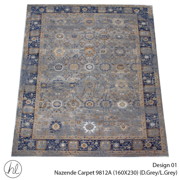 Nazende Carpet (160X230) (Design 01) (Dark Grey/Light Grey)