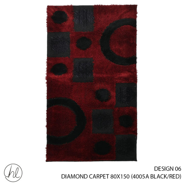 DIAMOND CARPET (80X150) (DESIGN 06) (BLACK/RED)