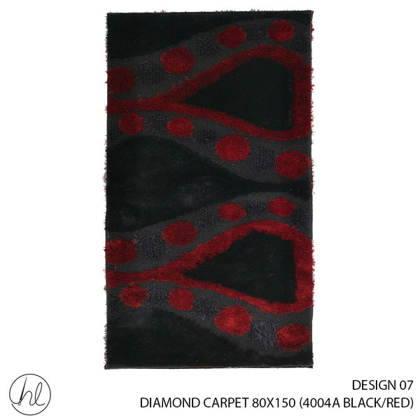 DIAMOND CARPET (80X150) (DESIGN 07) (BLACK/RED)