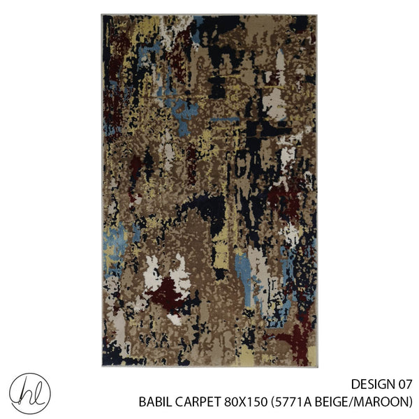 BABIL CARPET (80X150) (DESIGN 07) (BEIGE/MAROON)