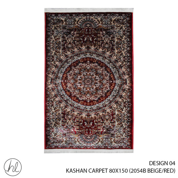KASHAN CARPET (80X150) (DESIGN 04) (RED/BEIGE)
