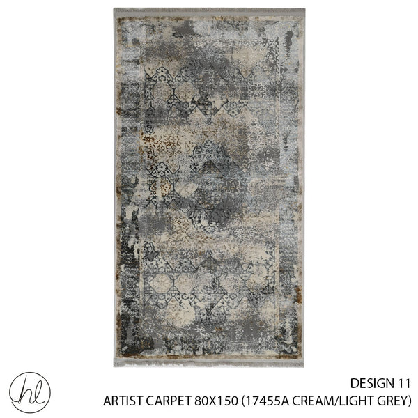 ARTIST CARPET (80X150) (DESIGN 11) (CREAM/DARK GREY)