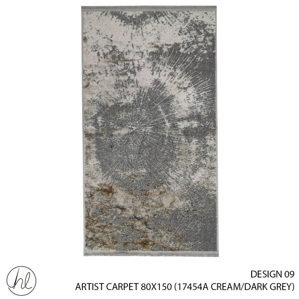 ARTIST CARPET (80X150) (DESIGN 09) (CREAM/DARK GREY)