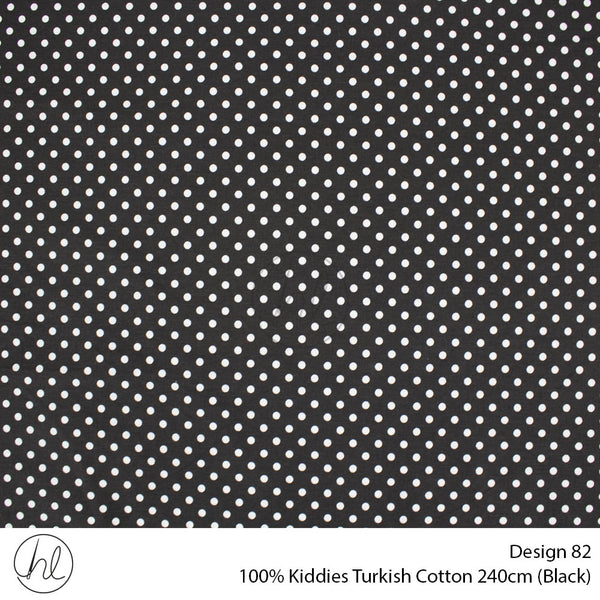 100% Kiddies Turkish Cotton (Design 82) (240cm) (Per M) (Black)