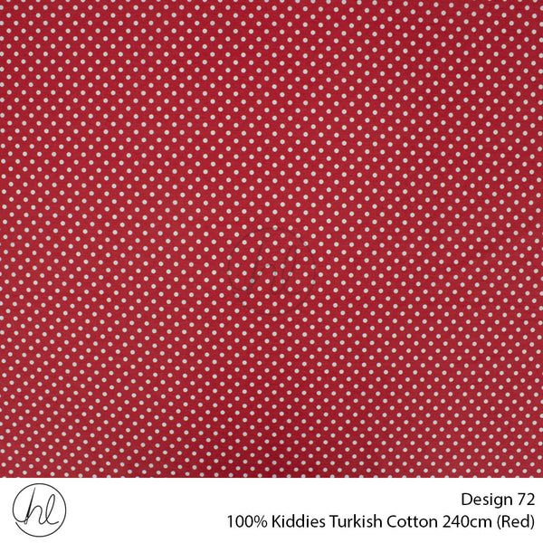 100% Kiddies Turkish Cotton (Design 72) (240cm) (Per M) (Red)