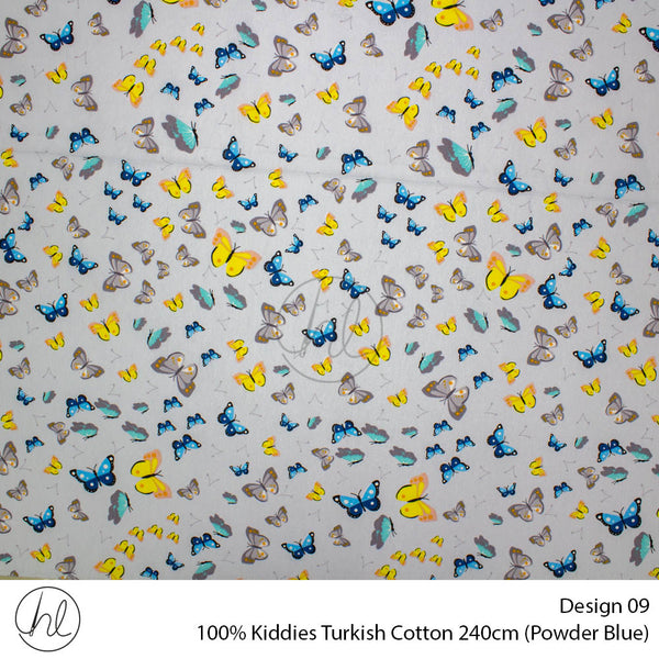 100% Kiddies Turkish Cotton (Design 09) (240cm) (Per M) (PowderBlue)