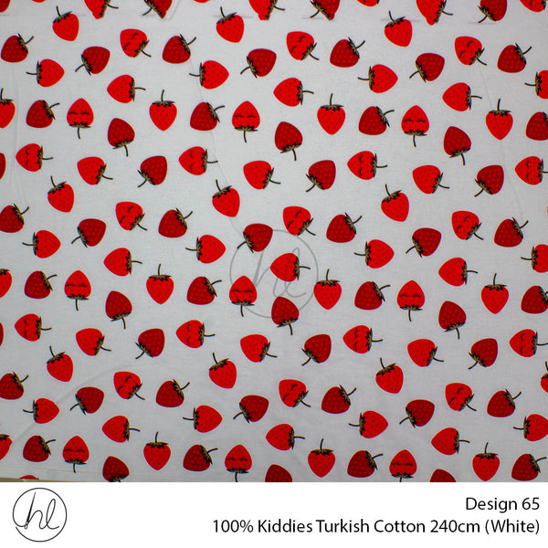 100% Kiddies Turkish Cotton (Design 65) (240cm) (Per M) (White)