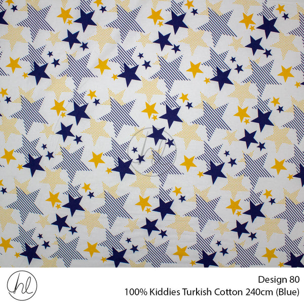 100% Kiddies Turkish Cotton (Design 80) (240cm) (Per M) (Blue)