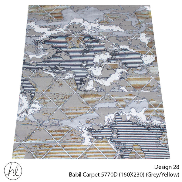 Babil Carpet (160X230) (Design 28) (Grey/Yellow)