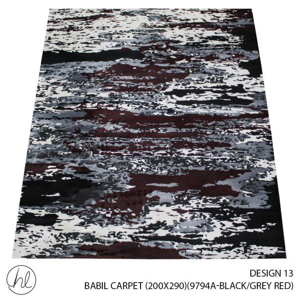 BABIL CARPET (200X290) (DESIGN 13) (BLACK/GREY/RED)