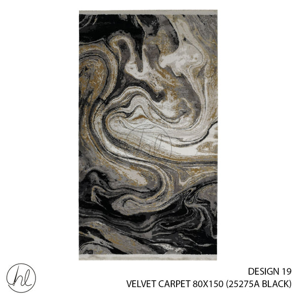 VELVET CARPET (80X150) (DESIGN 19) (BLACK)