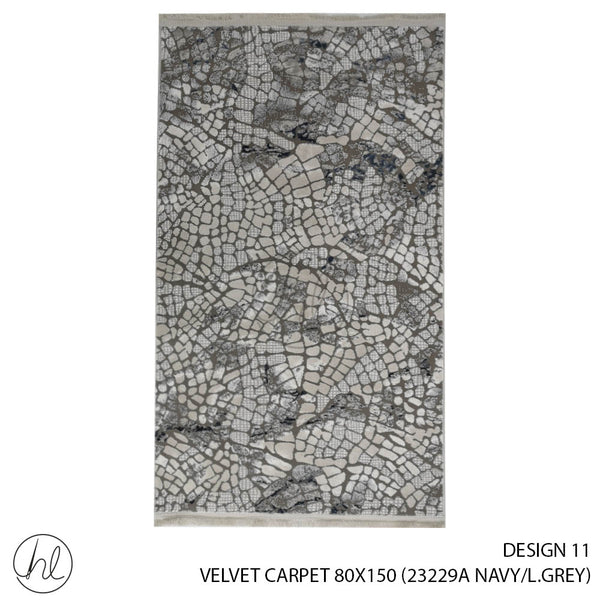 VELVET CARPET (80X150) (DESIGN 11) (NAVY/LIGHT GREY)