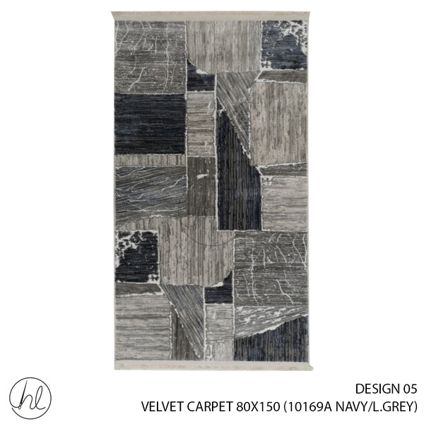 VELVET CARPET (80X150) (DESIGN 05) (NAVY/LIGHT GREY)