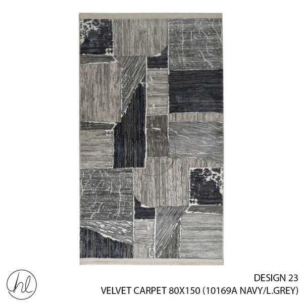 VELVET CARPET (80X150) (DESIGN 23) (NAVY/LIGHT GREY)