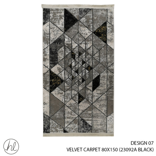 VELVET CARPET (80X150) (DESIGN 07) (BLACK)