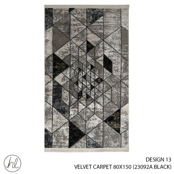 VELVET CARPET (80X150) (DESIGN 13) (BLACK)