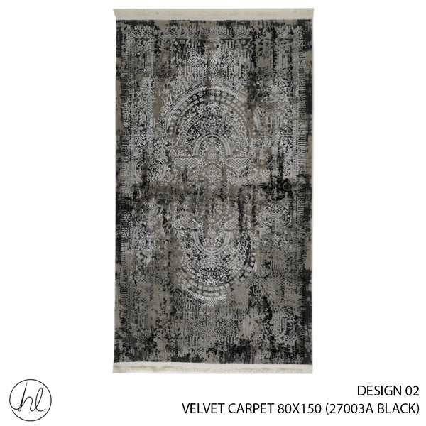 VELVET CARPET (80X150) (DESIGN 02) (BLACK)