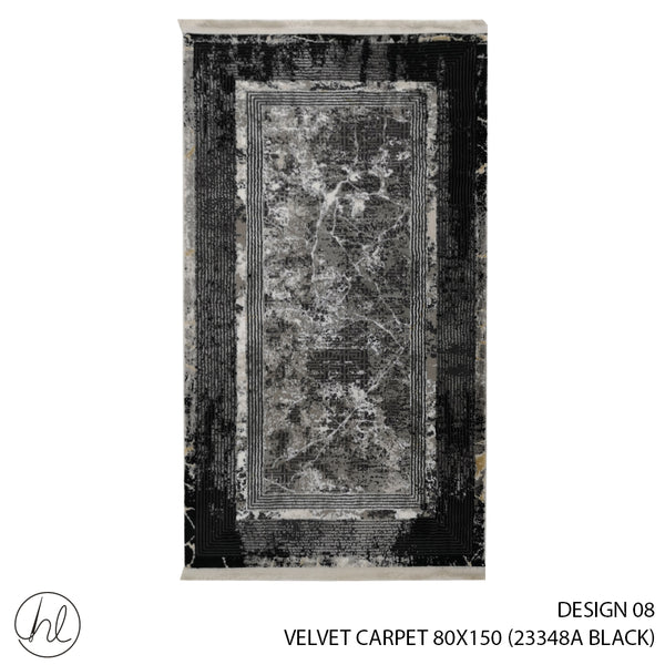 VELVET CARPET (80X150) (DESIGN 08) (BLACK)