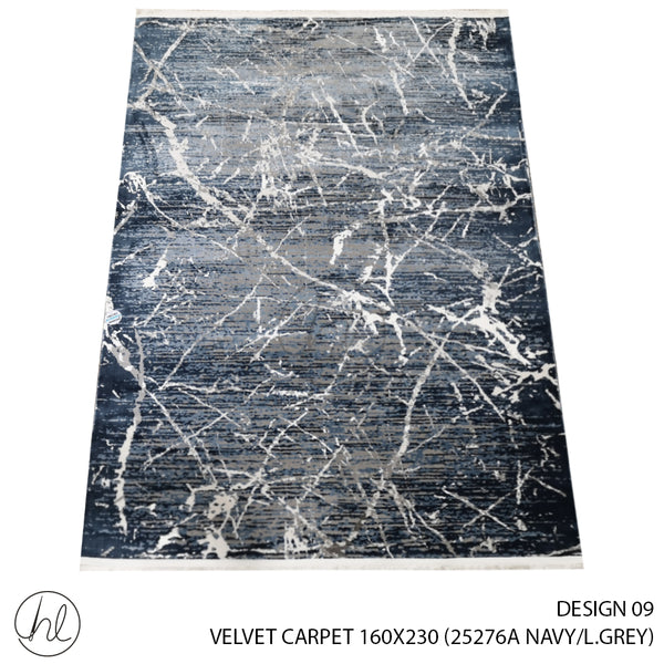 VELVET CARPET (160X230) (DESIGN 09) (NAVY/LIGHT GREY)