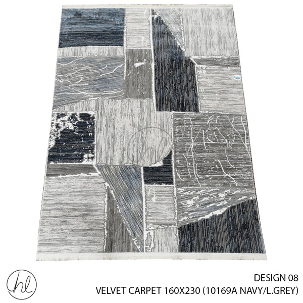 VELVET CARPET (160X230) (DESIGN 08) (NAVY/LIGHT GREY)