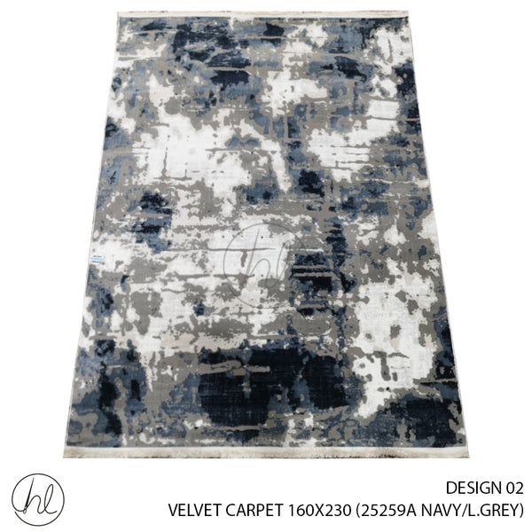 VELVET CARPET (160X230) (DESIGN 02) (NAVY/LIGHT GREY)