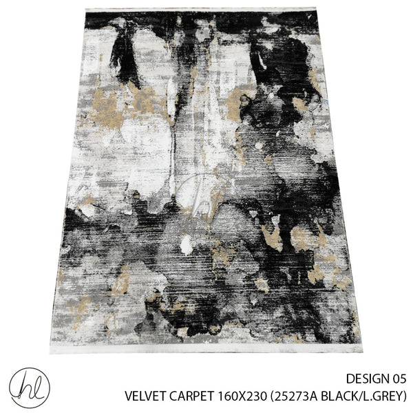 VELVET CARPET (160X230) (DESIGN 05) (BLACK/LIGHT GREY)