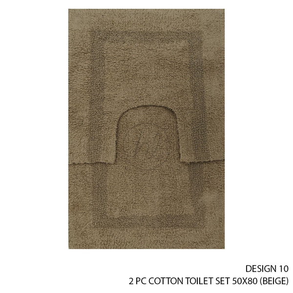 2 PIECE COTTON TOILET SET (50X80) (DESIGN 10) (BEIGE)