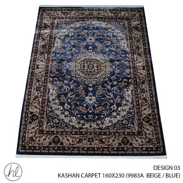 KASHAN CARPET (160X230) (DESIGN 03) (BEIGE/BLUE)