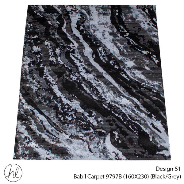 Babil Carpet (160X230) (Design 51) (Black Grey)