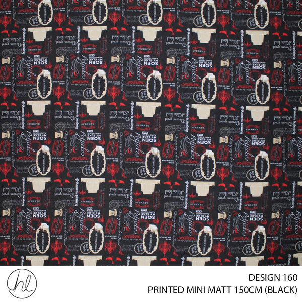 PRINTED MINI MATT (DESIGN 160) (150CM) (PER M) (BLACK)