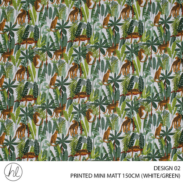 PRINTED MINI MATT (DESIGN 02) (150CM) (PER M) (WHITE/GREEN)
