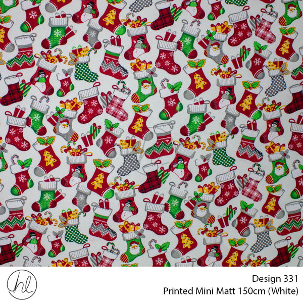 Printed Mini Matt (Design 337) (150cm) (Per m) (White)