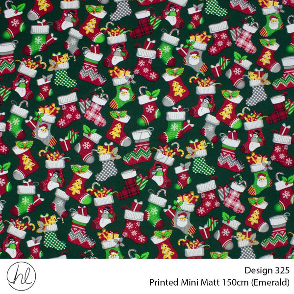 Printed Mini Matt (Design 325) (150cm) (Per m) (Emerald)