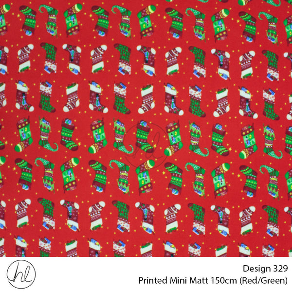 Printed Mini Matt (Design 329) (150cm) (Per m) (Red/Green)