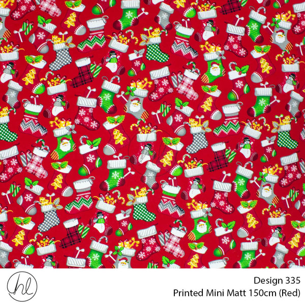 Printed Mini Matt (Design 335) (150cm) (Per m) (Red/Green)