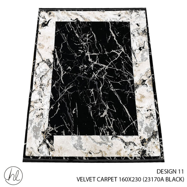 VELVET CARPET (160X230) (DESIGN 11) (BLACK)